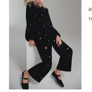 Zara sparkly velvet rhinestones top & pant. Size 10.